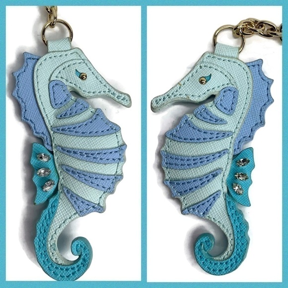 Kate Spade Seahorse Jeweled Keychain Fob RARE - Picture 2 of 4